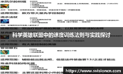 MK体育科学英雄联盟中的速度训练法则与实践探讨